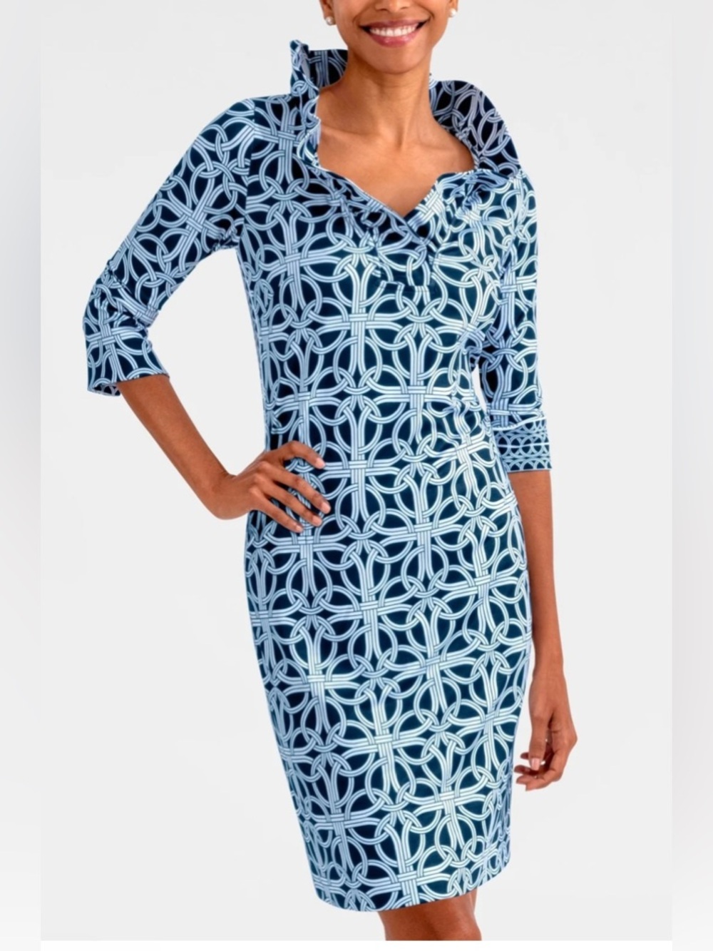 Gretchen Scott Ruffneck Dress - Ring Toss Medium